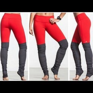 Alo Yoga Goddess Red and Grey leggings
